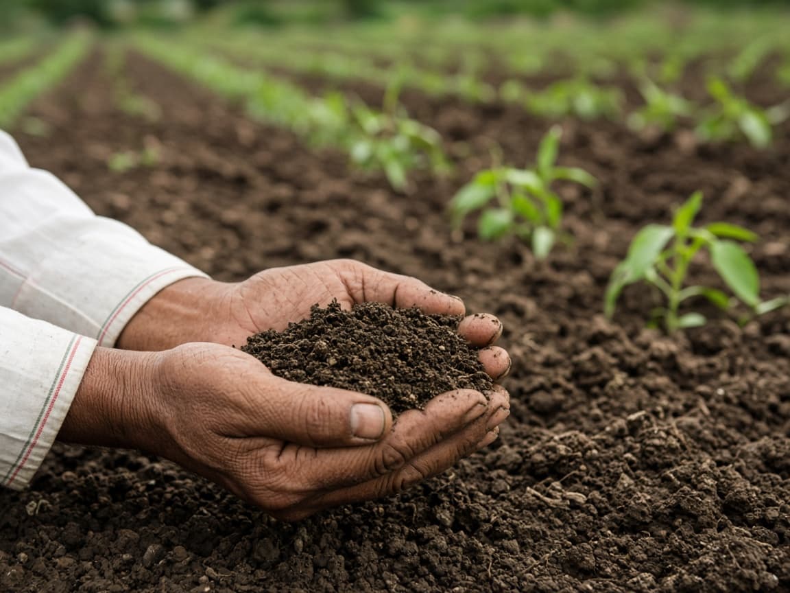 Seedlings in rows on a contracted Torna farm