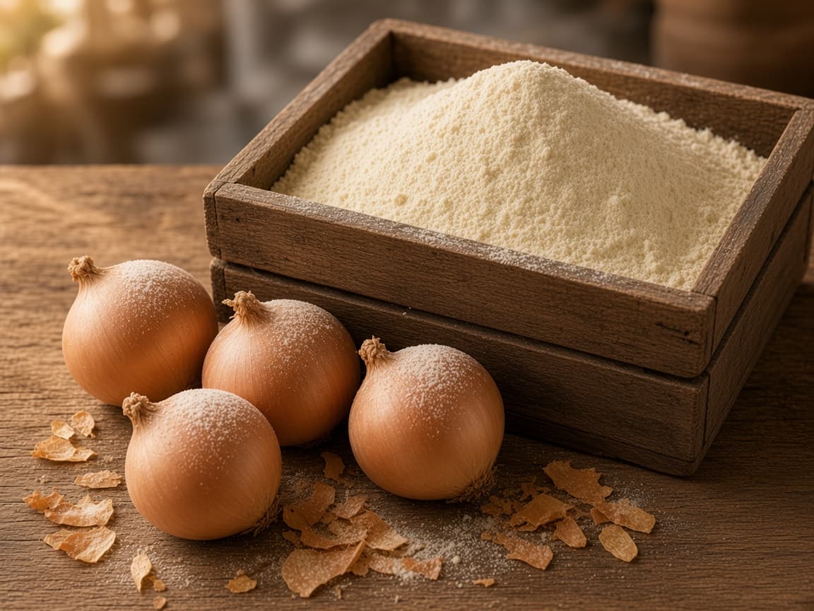 Onion powder with Indian onions and flakes